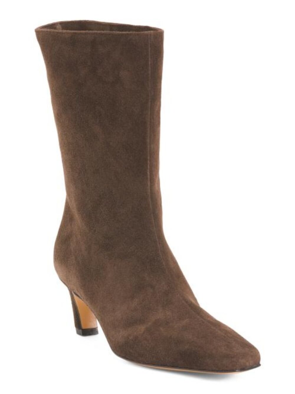 FABRIZIO CHINI Made In Italy Suede Mid Shaft Boots With Wrapped Heel